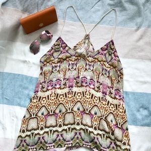 Lavender Brown multi colored silk top